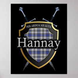 Clan Hannay Tartan Beschild & Zwaarden Afdrukken Poster