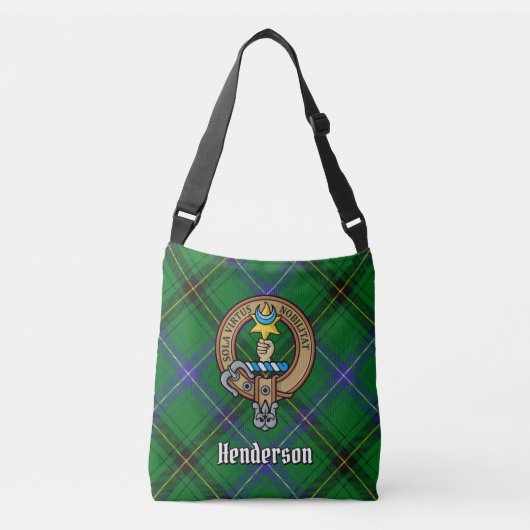 Clan Henderson Crest over Tartan Crossbody Tas (Voorkant)