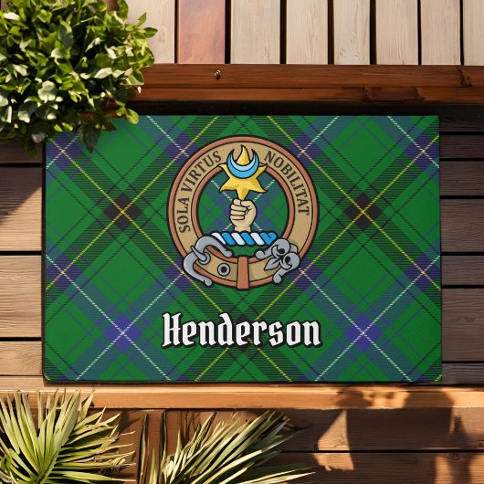Clan Henderson Crest over Tartan Deurmat