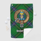 Clan Henderson Crest over Tartan Golfhanddoek (Insitu)