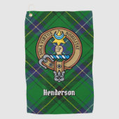 Clan Henderson Crest over Tartan Golfhanddoek (Voorkant)