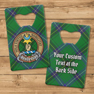 Clan Henderson Crest over Tartan Kredietkaart Flessenopener