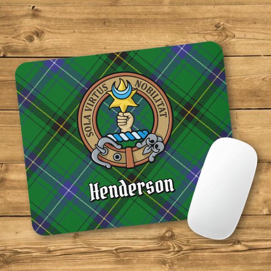 Clan Henderson Crest over Tartan Muismat