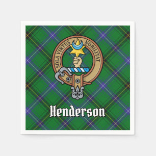Clan Henderson Crest over Tartan Servet