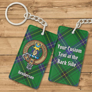 Clan Henderson Crest over Tartan Sleutelhanger