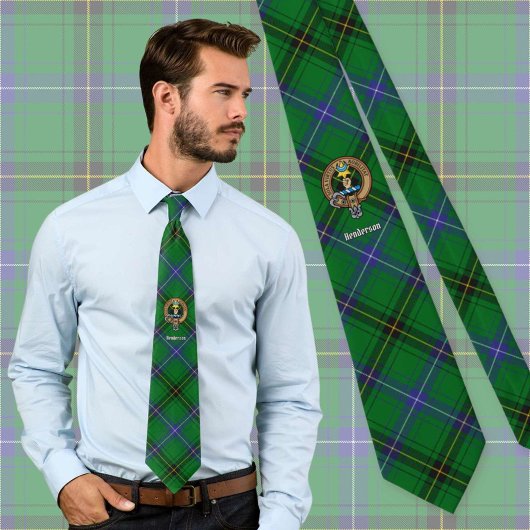 Clan Henderson Crest over Tartan Stropdas