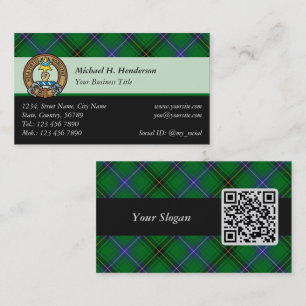 Clan Henderson Crest over Tartan Visitekaartje