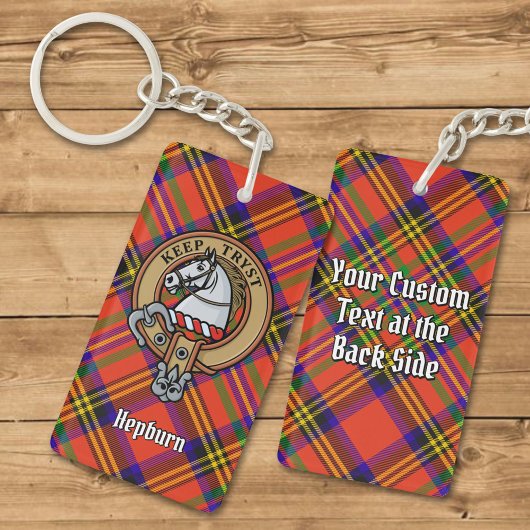Clan Hepburn Crest over Tartan Sleutelhanger