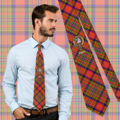 Clan Hepburn Crest over Tartan Stropdas