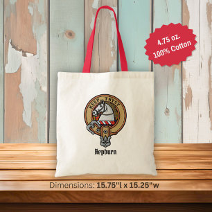 Clan Hepburn Wapen over Tartan Tote Bag