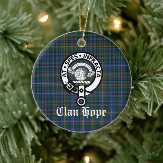 Clan Hope Crest Badge & Tartan Keramisch Ornament (Boom)