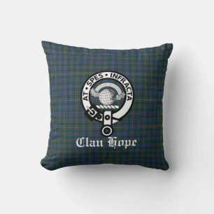 Clan Hope Crest Badge & Tartan Kussen