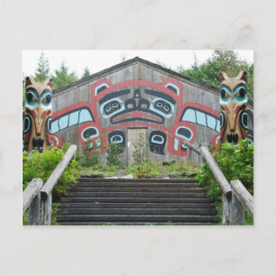 Clan house en totem poles, Ketchikan, Alaska Briefkaart