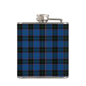 Clan Hume Tartan Blauw en Zwart Plaid Monogram Heupfles (Achterkant)