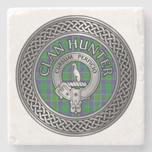 Clan Hunter Crest & Tartan Knot Stenen Onderzetter