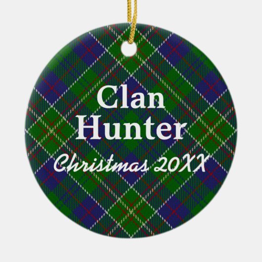 Clan Hunter Scottish Tartan Keramisch Ornament (Voorkant)
