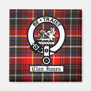 Clan Innes Crest Badge en Tartan Magneet