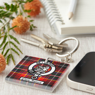Clan Innes Crest Badge en Tartan Sleutelhanger