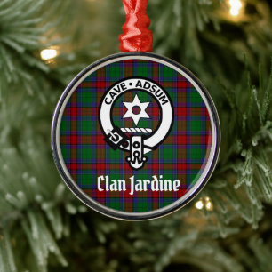 Clan Jardine Crest Badge en Tartan Metalen Ornament