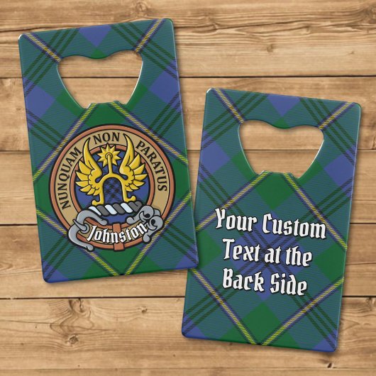 Clan Johnston Crest over Tartan