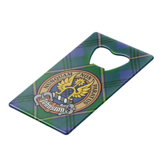 Clan Johnston Crest over Tartan (Devant Angle)