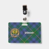 Clan Johnston Crest over Tartan Badge (Voorzijde met clip)