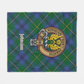 Clan Johnston Crest over Tartan Fleece Deken (Voorkant (Horizontaal))
