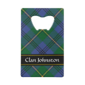 Clan Johnston Crest over Tartan Kredietkaart Flessenopener (Achterkant)