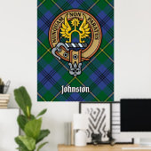 Clan Johnston Crest over Tartan Poster (Thuiskantoor)