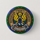 Clan Johnston Crest over Tartan Ronde Button 5,7 Cm (Voorkant)
