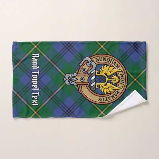 Clan Johnston Crest sur Tartan (Serviette à main)