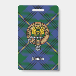 Clan Johnston-wapen over tartan Badge