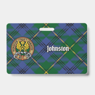Clan Johnston Wapen over Tartan Badge