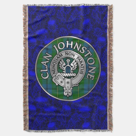 Clan Johnstone Crest & Tartan Knot Deken (Voorkant Verticaal)