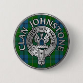 Clan Johnstone Crest & Tartan Knot Ronde Button 5,7 Cm (Voorkant)
