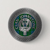Clan Johnstone Crest & Tartan Knot Ronde Button 5,7 Cm (Voorkant)