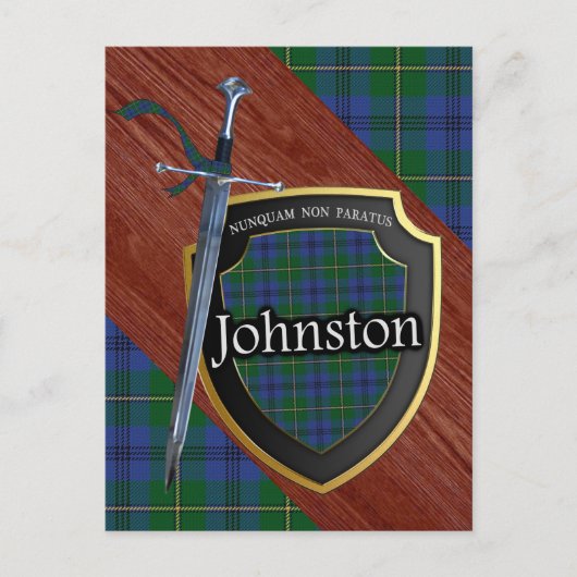 Clan Johnstone Johnston Tartan Sword & Shield Briefkaart (Voorkant)