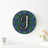 Clan Johnstone Letter J Monogram Tartan Grote Klok (Huis)