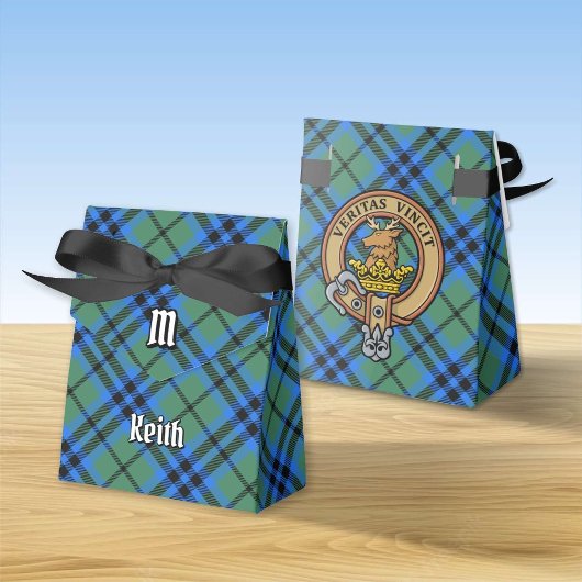Clan Keith Crest over Tartan Favor Box Bedankdoosjes