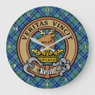 Clan Keith Crest over Tartan Grote Klok