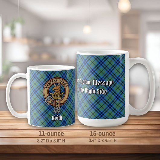 Clan Keith Crest over Tartan Koffiemok