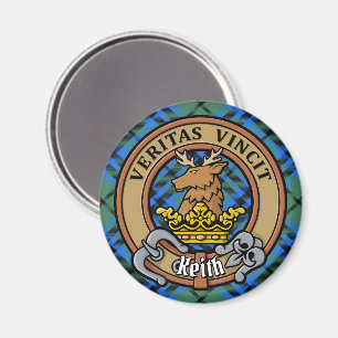Clan Keith Crest over Tartan Magneet