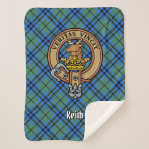 Clan Keith Crest over Tartan Sherpa Deken