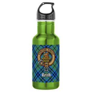 Clan Keith Crest over tartan Waterfles