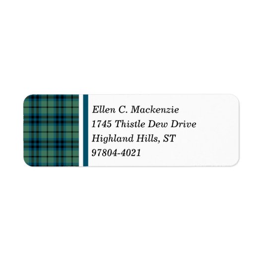 Clan Keith Green en Blue Ancient Scottish Tartan Etiket (Voorkant)