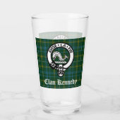 Clan Kennedy Crest Badge & Tartan Glas (Achterkant)