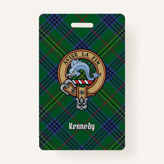Clan Kennedy Crest over Tartan Badge (Voorkant)