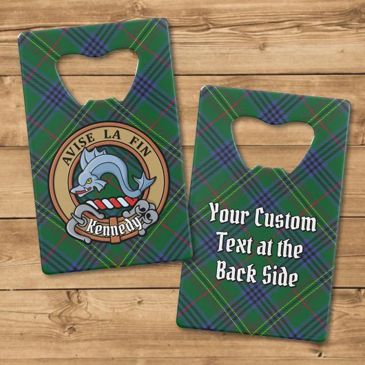 Clan Kennedy Crest over Tartan Kredietkaart Flessenopener