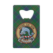 Clan Kennedy Crest over Tartan Kredietkaart Flessenopener (Voorkant)