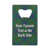Clan Kennedy Crest over Tartan Kredietkaart Flessenopener (Achterkant)